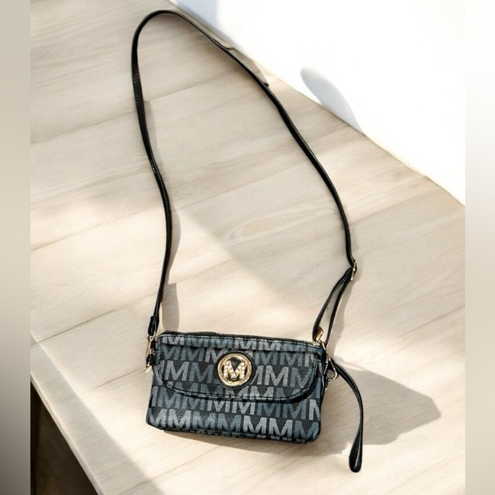 MKF Collection Ishani Women’s Signature Black and Gray Crossbody Bag